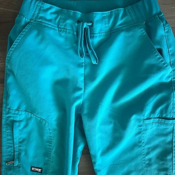 Greys Anatomy Teal Drawstring Scrub Pants XXS TALL - Picture 3 of 4